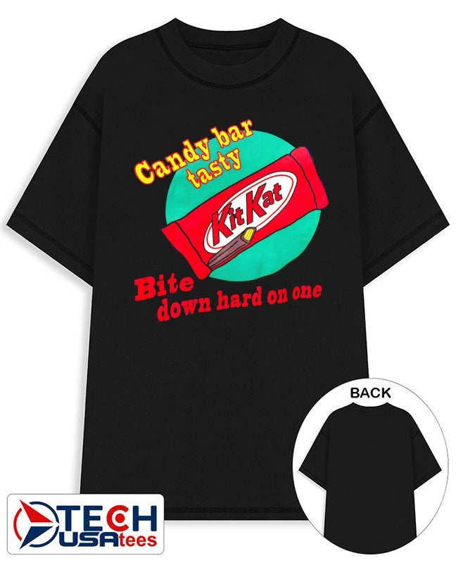 Kit Kat candy bar tasty bite down hard on one shirt