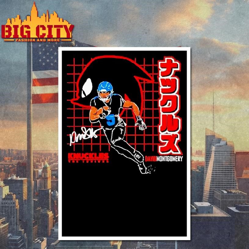 Knuckles The Echidna David Montgomery Detroit Lions Football Shirt