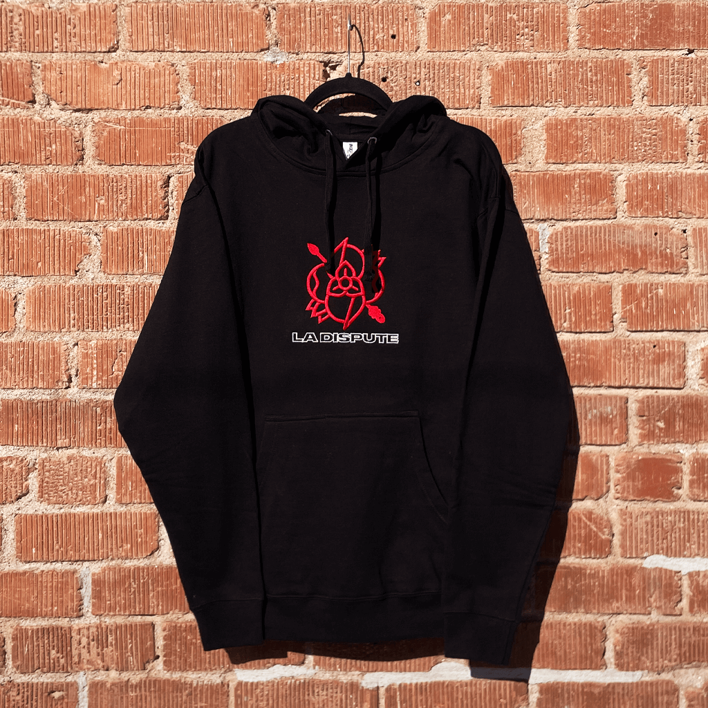 Embroidered Logo Black Hoodie T-Shirts, Sweatshirt | PureTeeCo.com (Image 3)