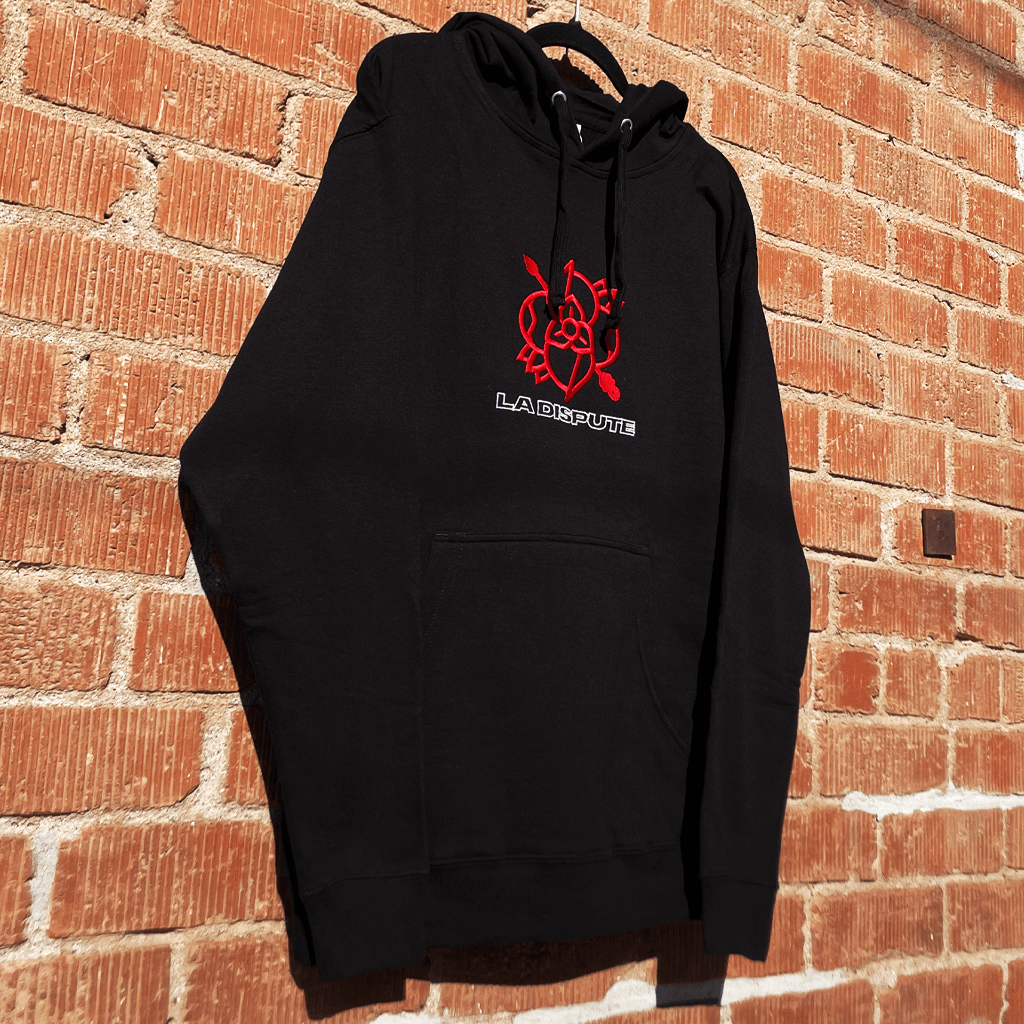 Embroidered Logo Black Hoodie T-Shirts, Sweatshirt | PureTeeCo.com (Image 4)