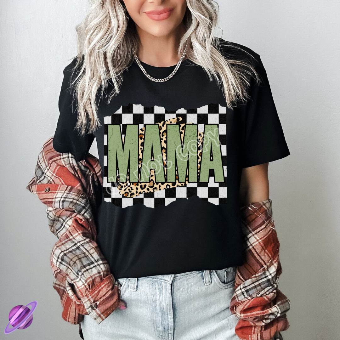 MAMA GREEN CHECKER TEE Hoodie, Sweatshirt | PureTeeCo.com (Image 1)