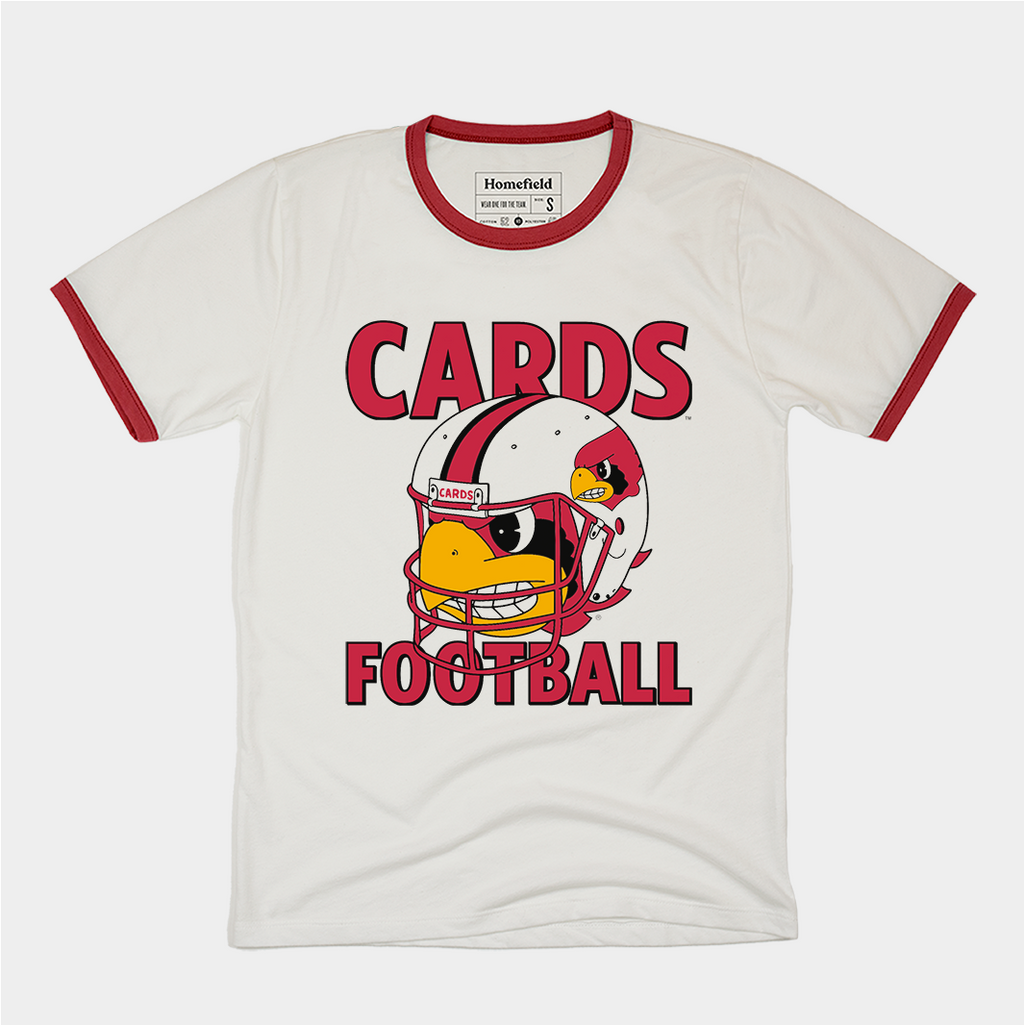 Louisville Cards Football Ringer Tee Hoodie, Sweatshirt | PureTeeCo.com (Image 1)