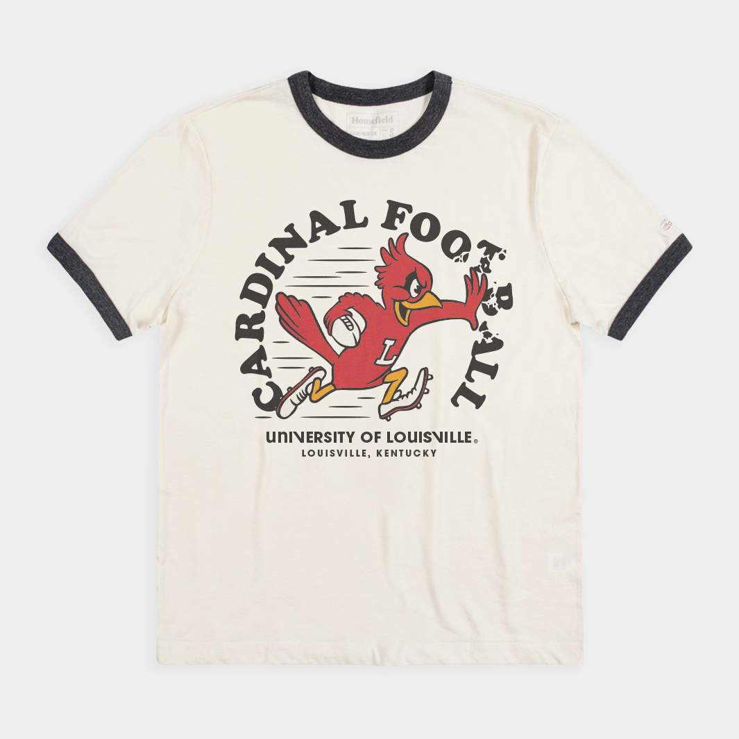 Louisville Cardinals Vintage 1968 Football Ringer Tee Hoodie, Sweatshirt | PureTeeCo.com (Image 1)