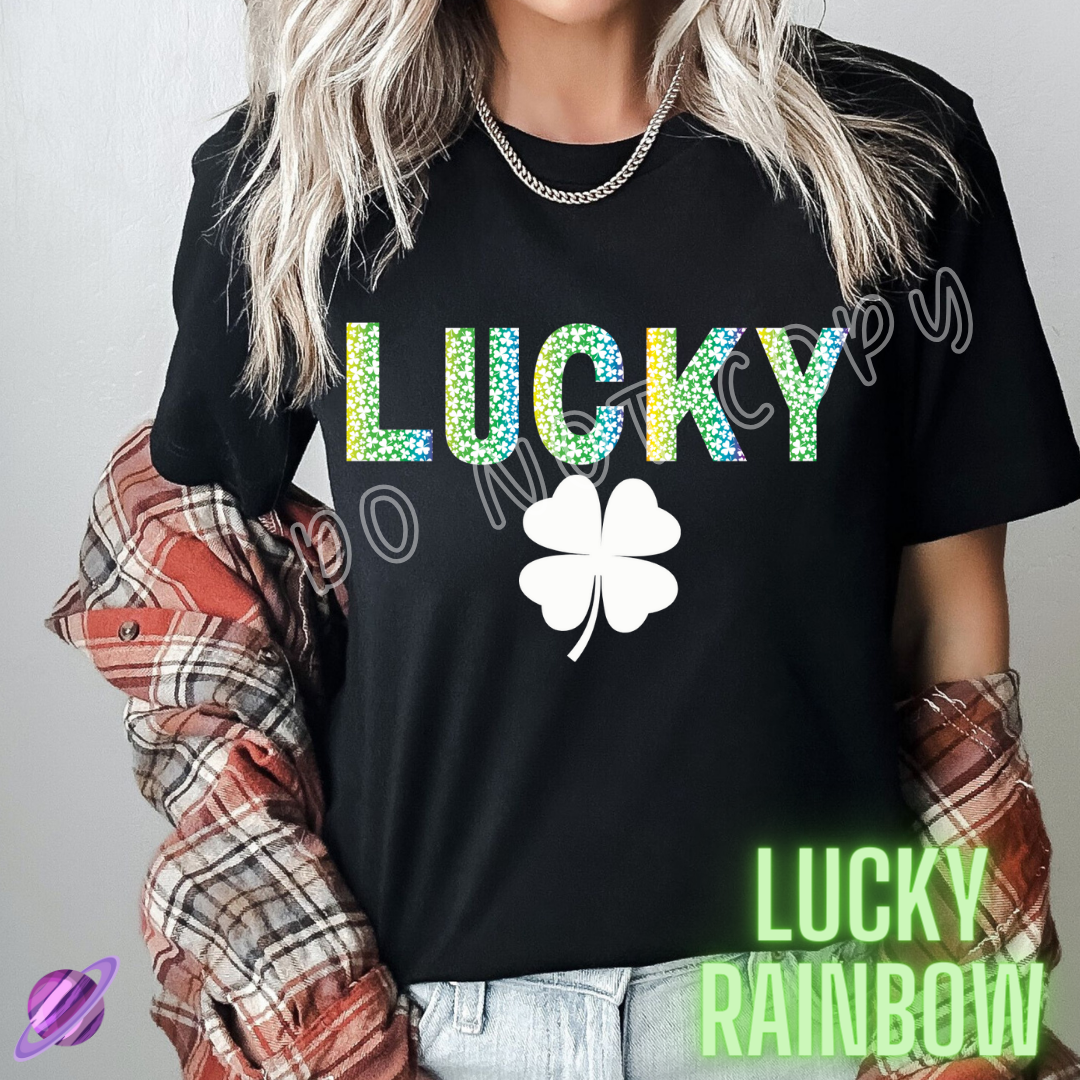 LUCKY RAINBOW - LETS GET LUCKY RUN -UNISEX TEE ADULTS/KIDS Hoodie, Sweatshirt | PureTeeCo.com (Image 1)