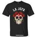 La Jefa Sugar Skull Day Of The Dead Dia De Los Muertos T-Shirt, Sugar Skull Halloween Costume, Trendy Hispanic Halloween...