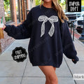 Lace Bow Sweatshirt, Coquette Ribbon Crewneck,  Trendy Women's Sweater T-Shirts, Hoodie | PureTeeCo.com