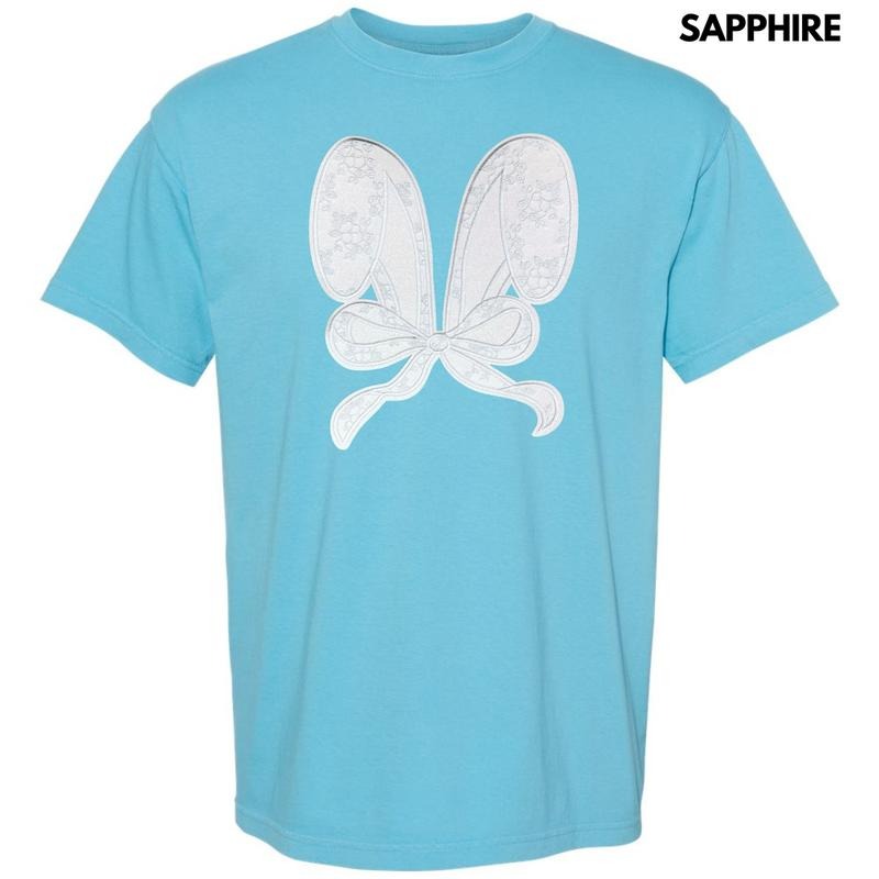 Lace Bunny Ears Sequin Patch Comfort Colors T-Shirt Hoodie, Sweatshirt | PureTeeCo.com