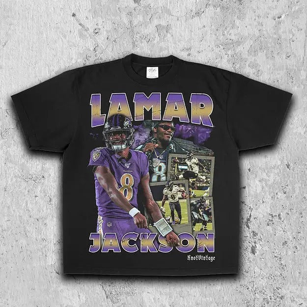 Lamar Jackson Tee | Vintage Tee | Men's Graphic T-Shirt | Gift For Fan Hoodie, Sweatshirt | PureTeeCo.com