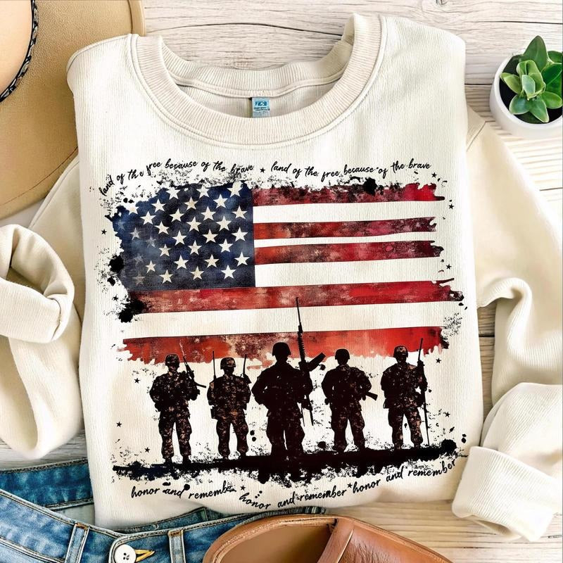 Land of the free Shirt, Veterans day Shirt, honor and remember Tee, Patriotic , Independence Day , 4th Of July , Retro...