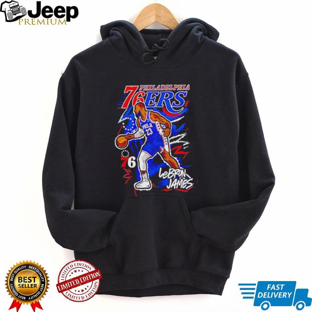 LeBron James the number 23 player of Philadelphia 76ers portrait illustrated shirt