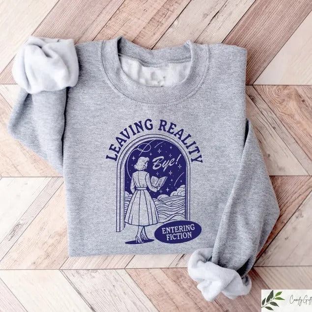 Leaving Reality Entering Fiction Shirt, Womens Reading Tshirt, Book Lover Gift, Teacher Reading Tee, Gift For Bookworm,...