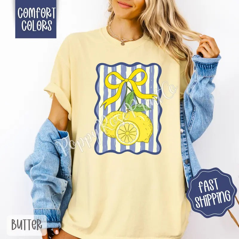 Lemon Aesthetic Comfort Colors Tshirt, Fruit Summer Shirt, Cute Women's Tee, Gift For Her Hoodie, Sweatshirt | PureTeeCo.com