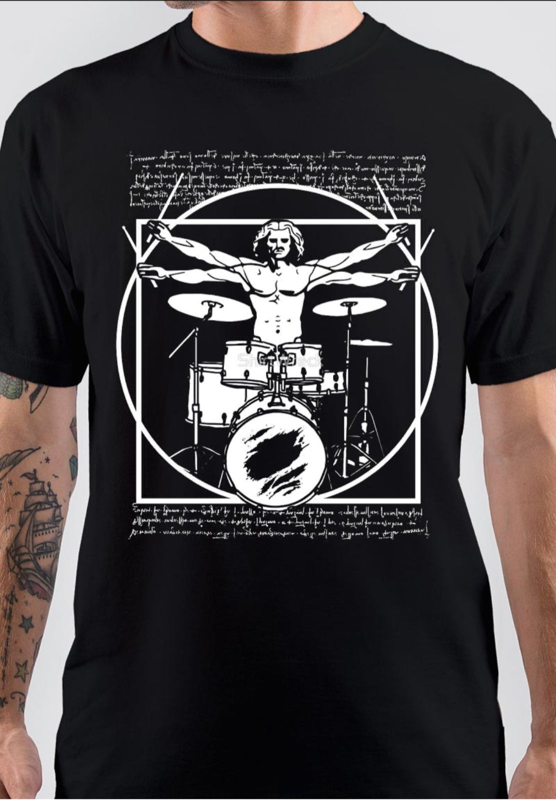 Leonardo Da Vinci Drummer T-Shirt Hoodie, Sweatshirt | PureTeeCo.com