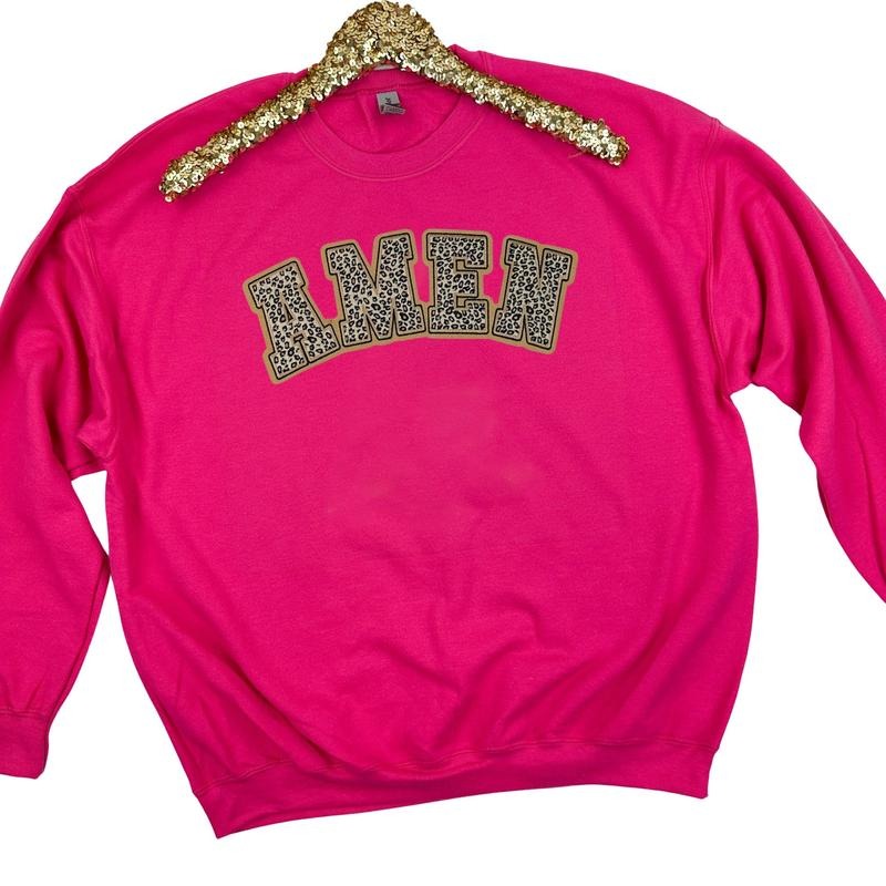 Leopard AMEN Chenille Patch Gildan Sweatshirt T-Shirts, Hoodie | PureTeeCo.com
