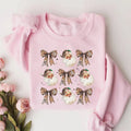 Leopard Coquette Christmas Sweatshirt, Christmas Coquette Bow Sweater, Leopard Santa Shirt, Santa Claus Sweatshirt,...