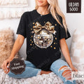 Leopard Disco Bow Shirt Gildan, New Year's 2025 Women's Tee,  NYE Women's Tshirt Plus Sizes Hoodie, Sweatshirt