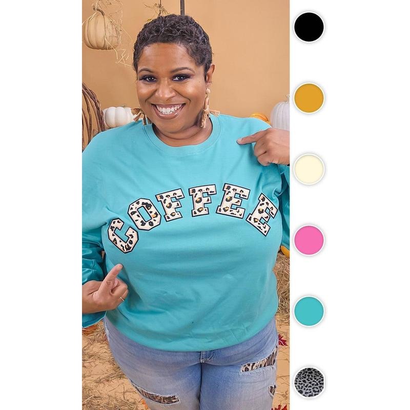 Leopard Ideal Chenille Coffee Graphic Boyfriend Long Sleeve T-Shirt Hoodie, Sweatshirt | PureTeeCo.com