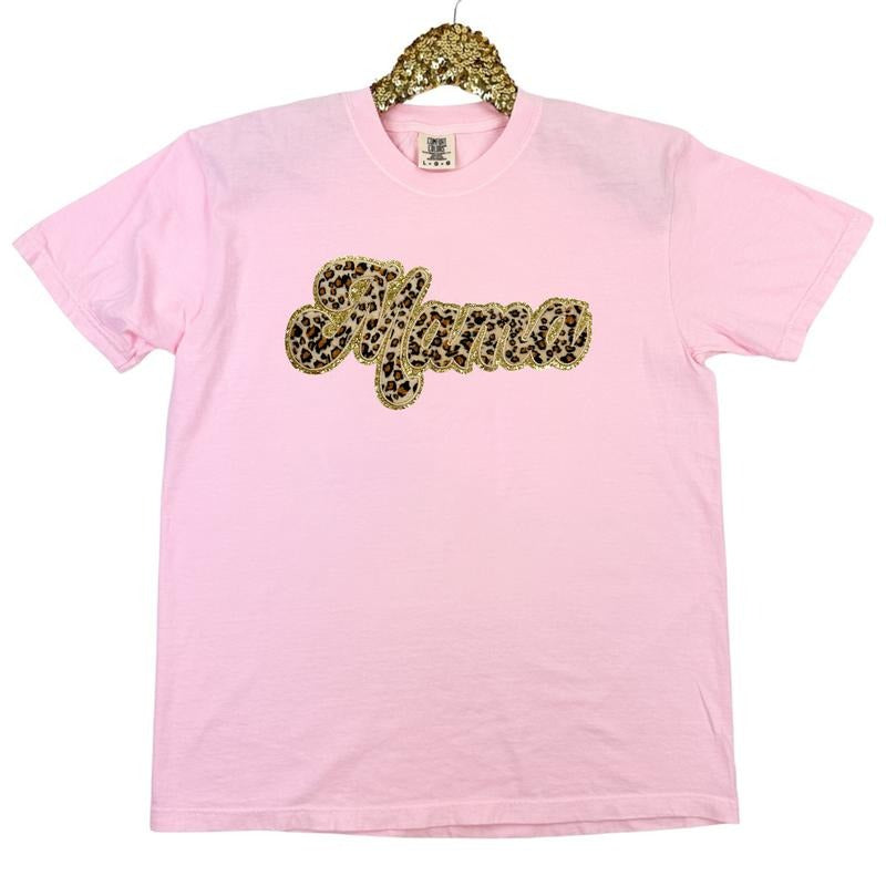 Leopard Mama Chenille Patch Comfort Colors T-Shirt Hoodie, Sweatshirt | PureTeeCo.com
