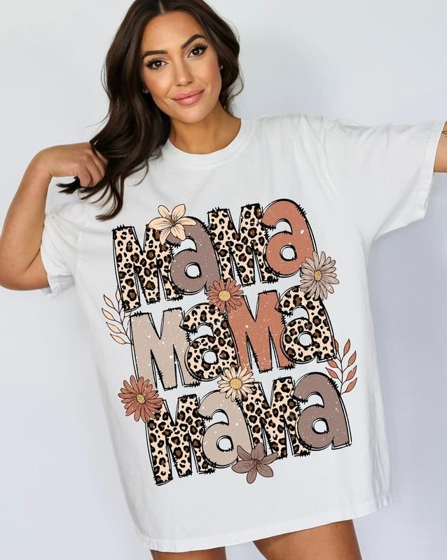 Leopard Mama Flower T-shirt, Retro Groovy Boho , Mama Shirt, Mother's Day T-shirt Hoodie, Sweatshirt | PureTeeCo.com