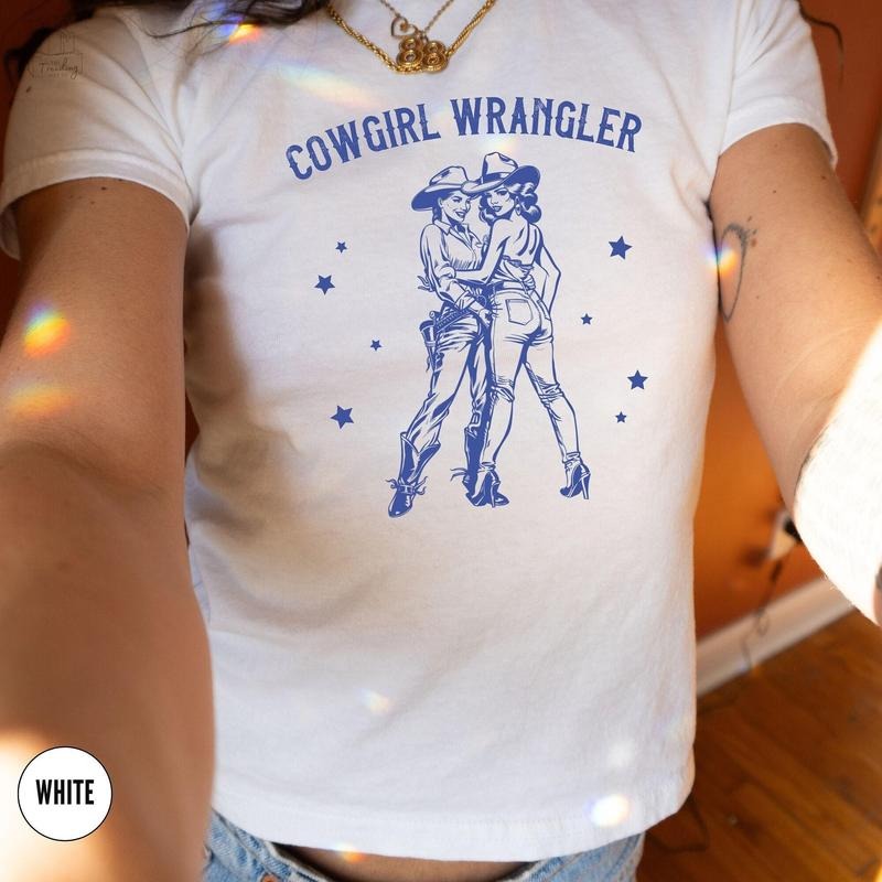 Lesbian Babytee Aesthetic,Gay Cowgirl Baby T, Gay Graphic Tee, Western Subtle Lesbian Gift, Sapphic Queer Fashion,WLW...
