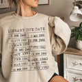 Library Sweatshirt, Librarian Hoodie, Library Return Card, Library Date Due Womenswear Sweater, Book Crewneck, Bookish,...