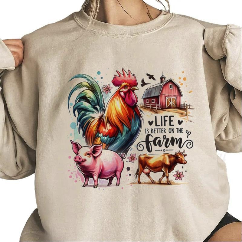 Life Is Better On The Farm Sweatshirt Hoodie Unisex Farm Animal Red Barn T-Shirt Hunting Season 2025 tee | PureTeeCo.com