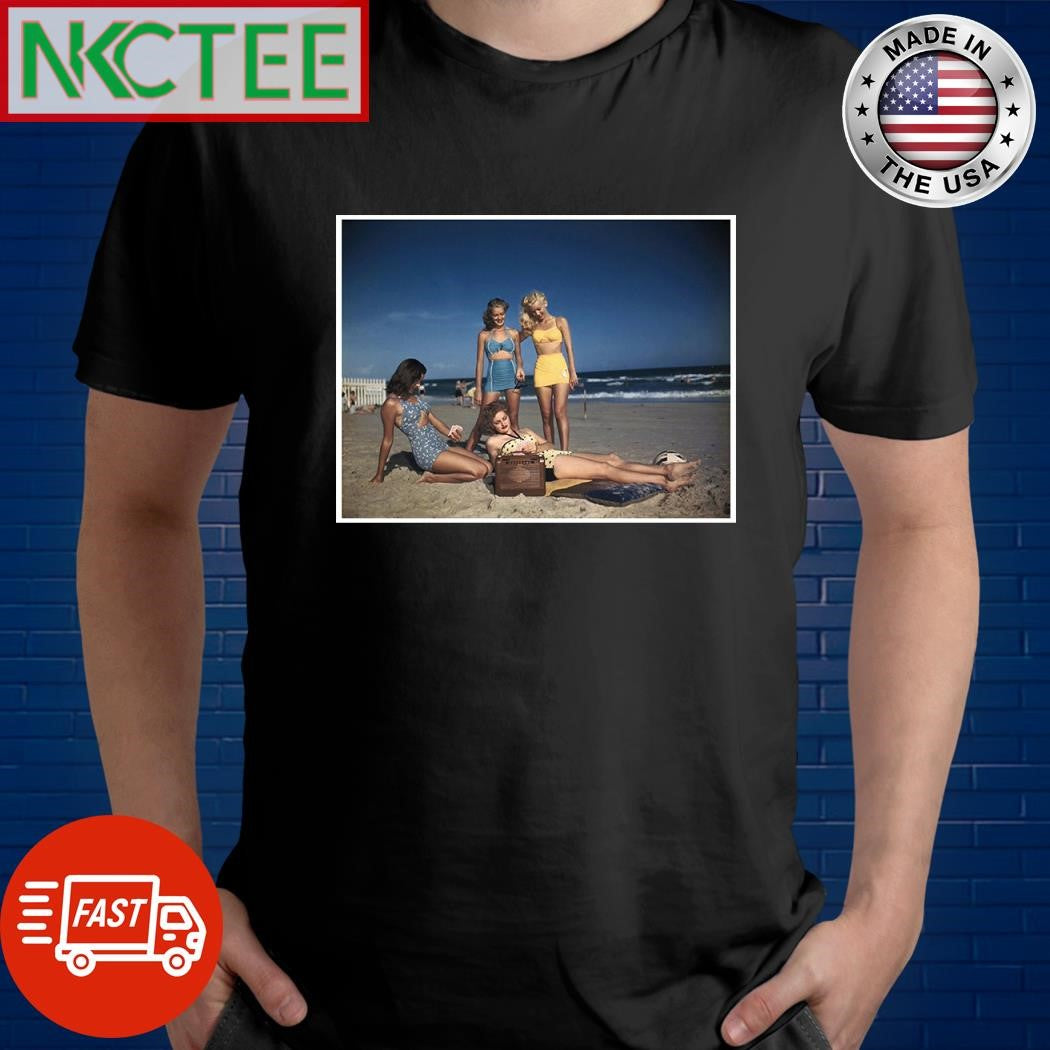 Listening to the radio on the beach, circa 1940s shirt