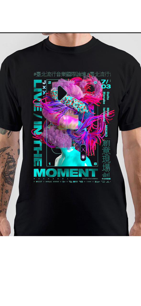 Live In The Moment Black T-Shirt Hoodie, Sweatshirt | PureTeeCo.com