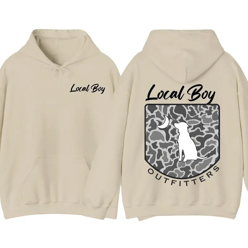 Local Boy Outfitters Hoodie - Camouflage Dog Graphic Hoodie, Perfect for Outdoor and Dog Lovers, Unisex Hoodie Comfort...