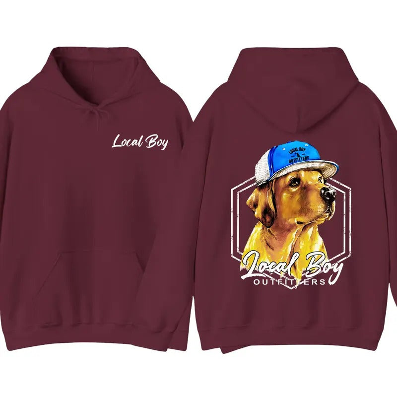 Local Boy Outfitters Hoodie - Golden Retriever with Cap Graphics Hoodie, Perfect for Outdoor and Dog Lovers, Unisex...