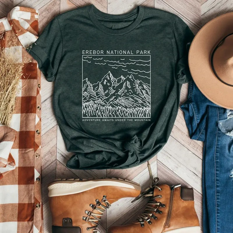 Lonely Mountain Comfort Colors Shirt, Erebor National Park T-Shirt, Lotr T Shirt, Second Breakfast Womenswear Tee,...