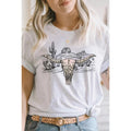 Longhorn Skull Graphic Tee, Western Desert Scene Design, Perfect for Casual and Outdoor Style Hoodie, Sweatshirt