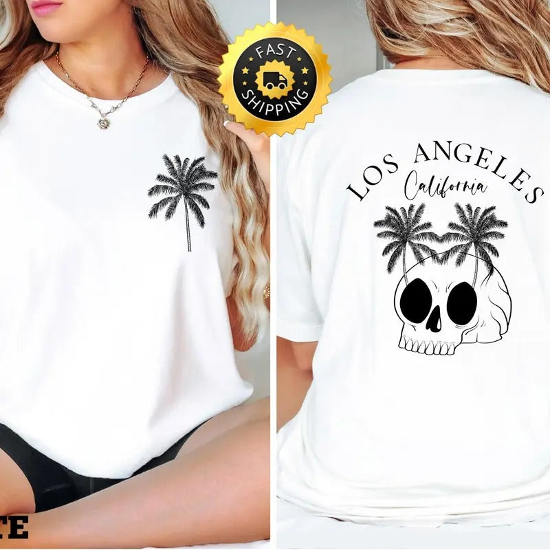 Los Angeles California Halloween Skeleton Shirt Back And Front Los Angeles California Trip Gift Los Angeles California...