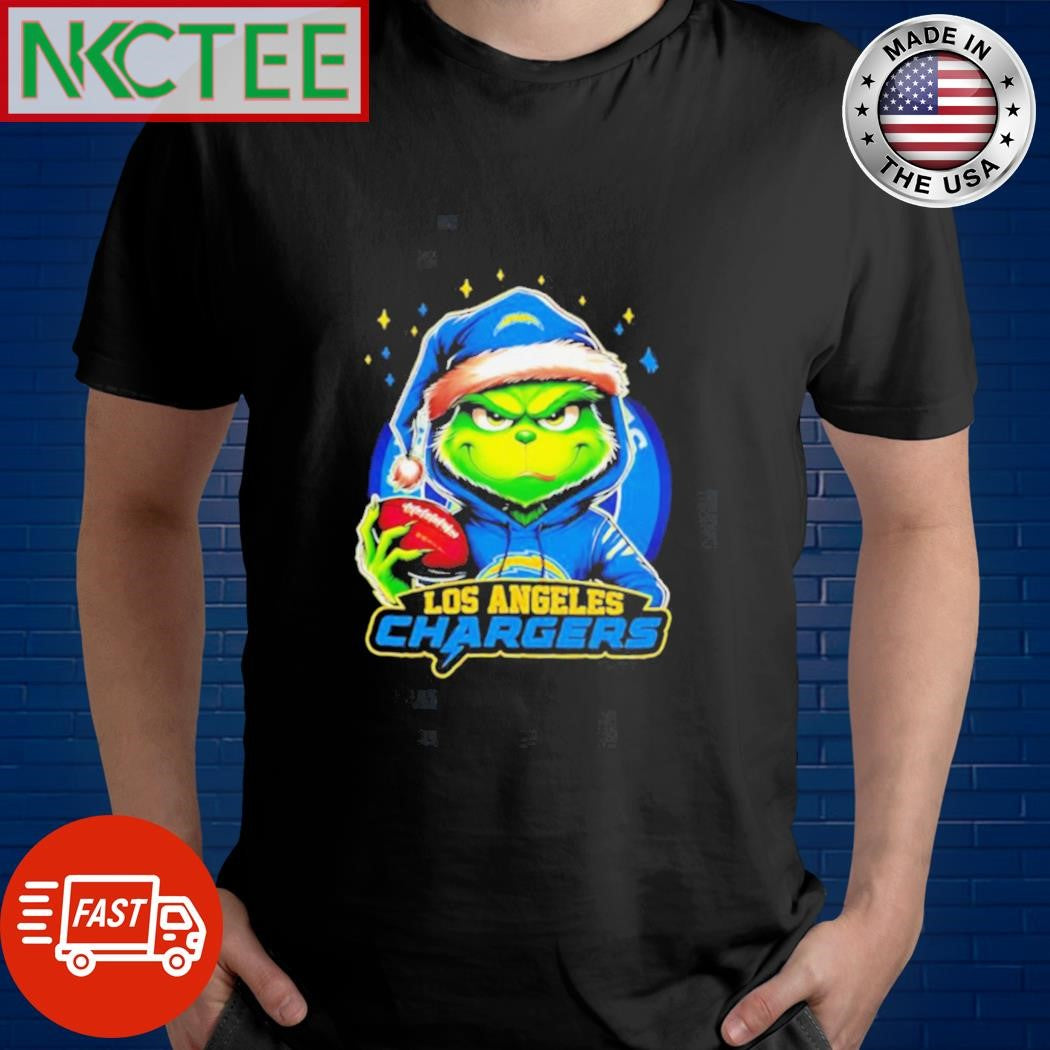 Los Angeles Chargers Grinch wearing Santa hat Christmas 2024 shirt