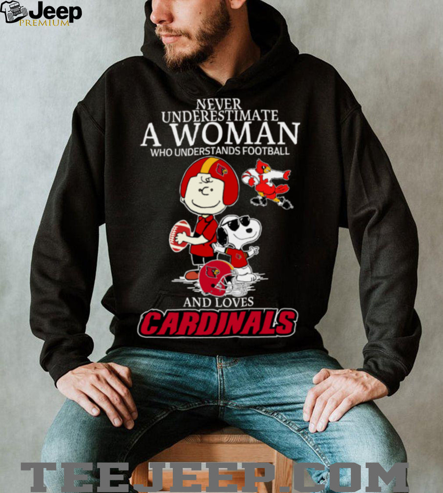 Louisville Cardinals X Peanuts Characters Never Underestimate A Woman Who Understands Football And Loves Cardinals Tee