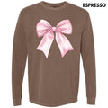 Lovable Pink Bow Long Sleeve Comfort Colors T-Shirt 'NLB' Hoodie, Sweatshirt | PureTeeCo.com