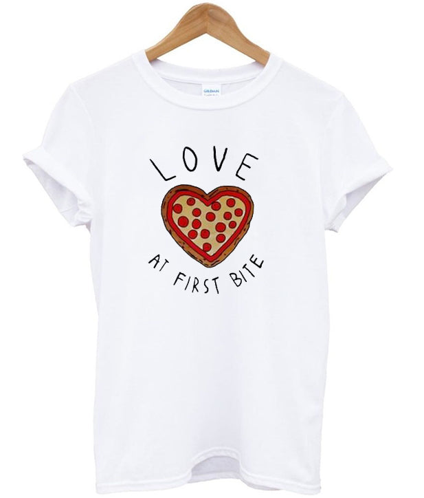 Love at First Bite Pizza Heart T-Shirt Hoodie, Sweatshirt | PureTeeCo.com