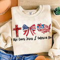 Loves Jesus and America Too, Coquette American Flag, Independence Day, Christian Cross, Freedom, Red White Blue  T-shirt,...