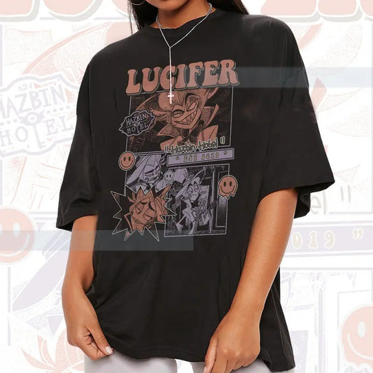 Lucifer Hazbin Hotel Shirt, Lucifer Hazbin Hotel Characters, Hazbin Hotel Cartoon Merch, Helluva Boss Shirt Cotton Crewneck