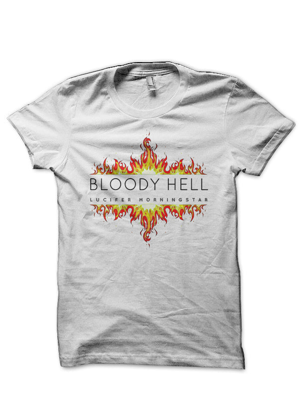 Bloody Hell Lucifer Morningstar White T-Shirt Hoodie, Sweatshirt | PureTeeCo.com