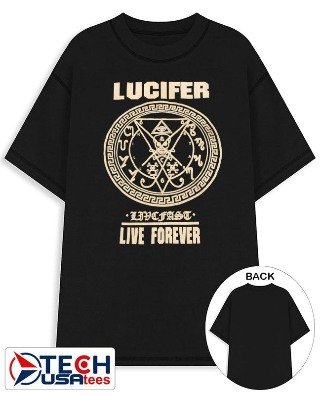 Lucifer live forever logo shirt