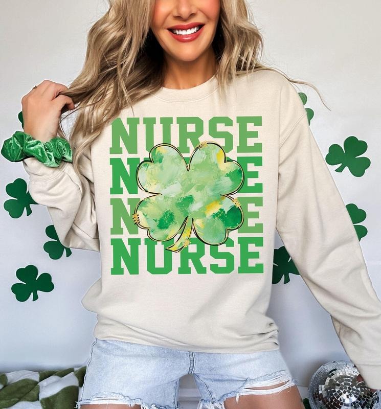 Lucky Nurse St Patricks Day St Patricks Shamrock Sweatshirt T-Shirts, Hoodie | PureTeeCo.com