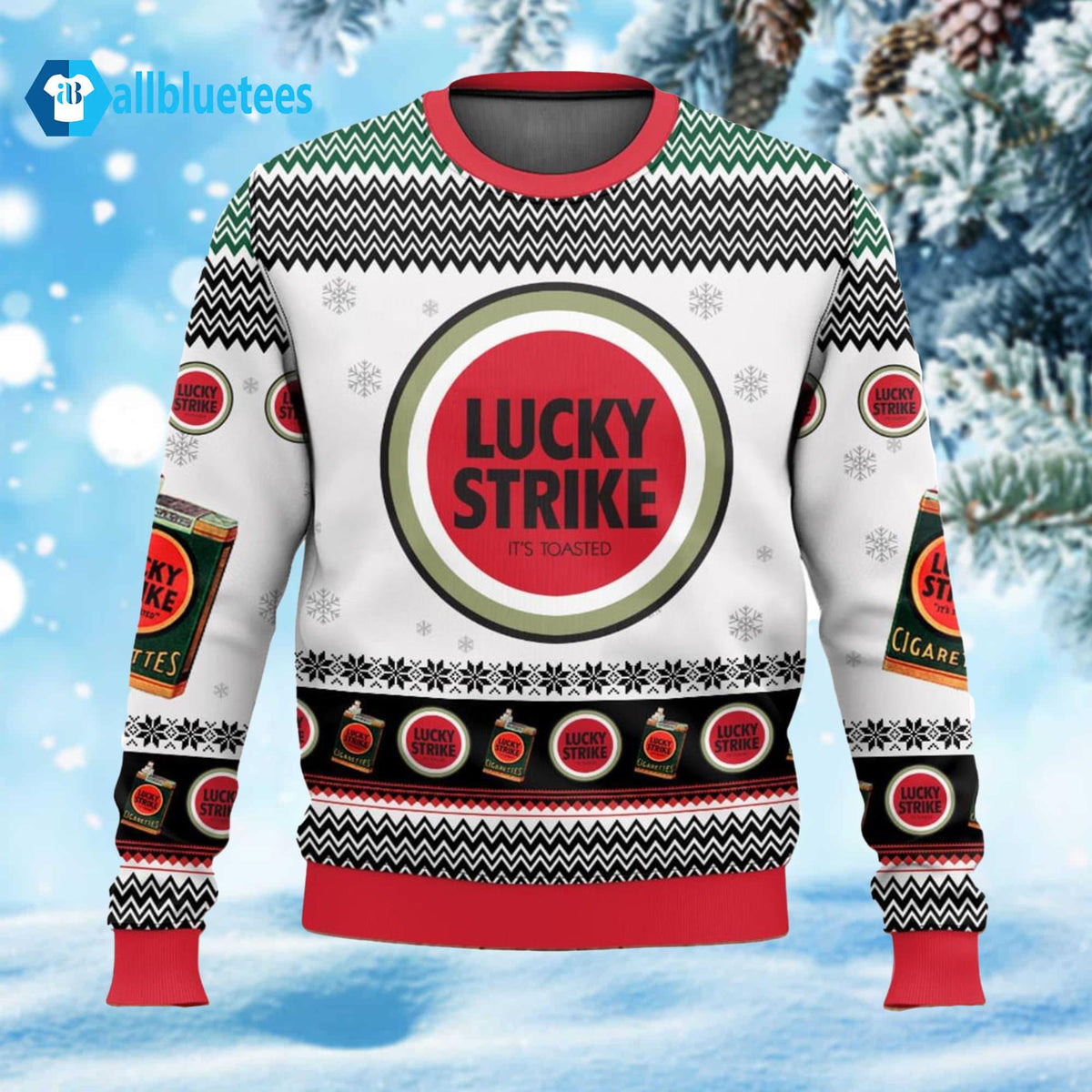 Lucky Strike Cigarette Ugly Christmas Sweater