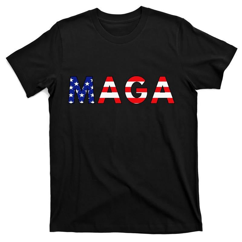MAGA American Flag Donald Trump 2024 T-Shirt Cotton Menswear Hoodie, Sweatshirt | PureTeeCo.com