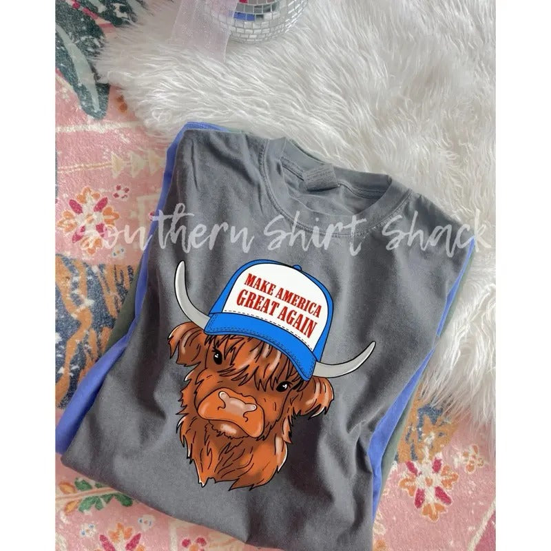 MAGA highland cow  | pepper  comfort colors t shirt Hoodie, Sweatshirt | PureTeeCo.com