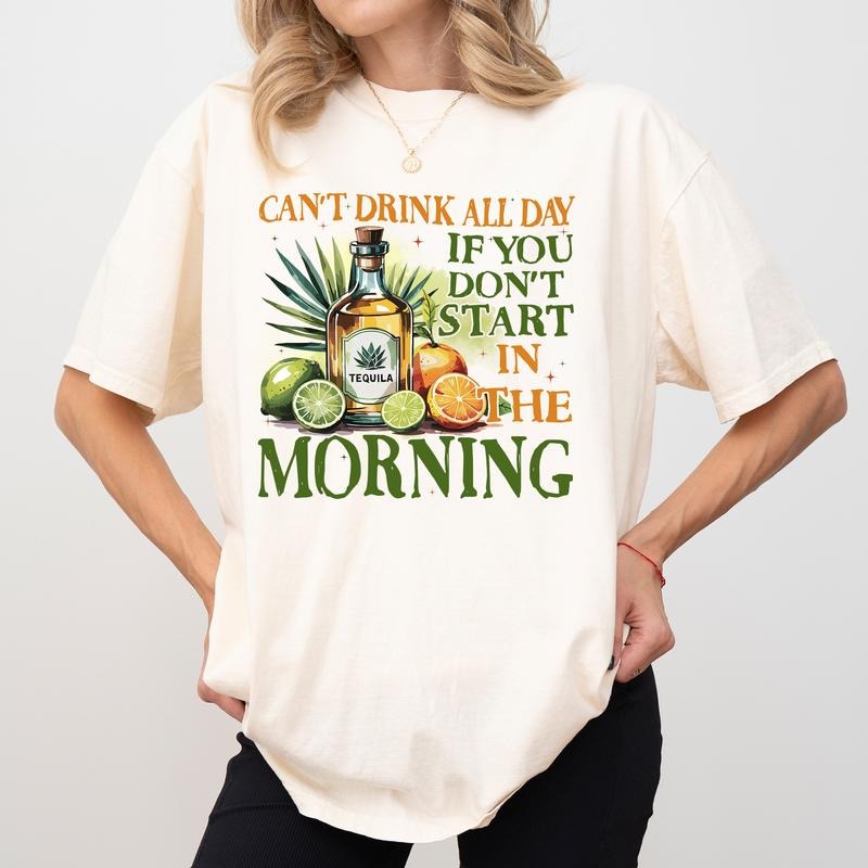 MAPTEES Can't Drink All Day If You Don't Start In The Morning Comfort Colors Shirt, Summer Vibes T-shirt, Vacation Group...