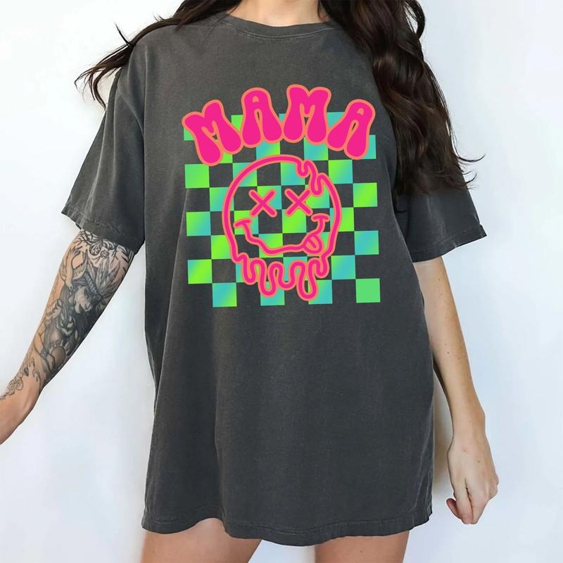 MAPTEES Checkered Mama Comfort Colors Shirt, Mom Life T-shirt, Motherhood Graphic Tee, Retro Mama Clothing, Mother's Day...