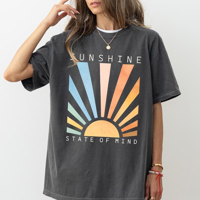 MAPTEES Sunshine State Of Mind Comfort Colors Shirt, Retro Summer T-shirt, Summer Sun Graphic Tee, Preppy Summer...