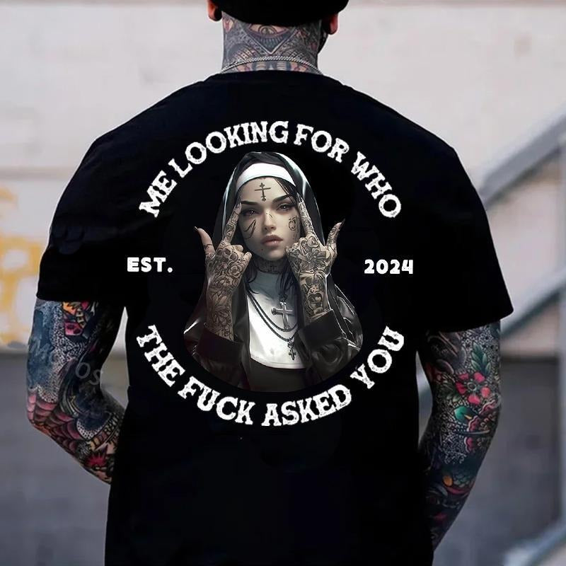 ME LOOKING FOR WHO THE F*CK ASKED YOU Defiant Nun Print Men's T-Shirt Hoodie, Sweatshirt | PureTeeCo.com