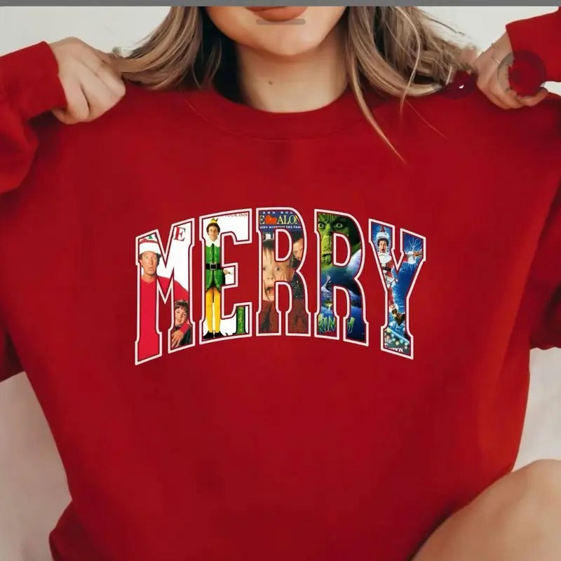 MERRY Christmas 90s Movies Shirt, Christmas Shirt for Movies Lovers Hoodie, Sweatshirt | PureTeeCo.com